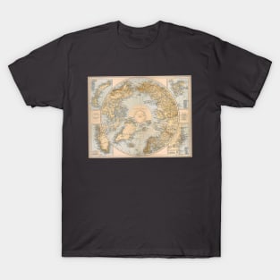 Antique Map of the Northern Regions at the North Pole T-Shirt